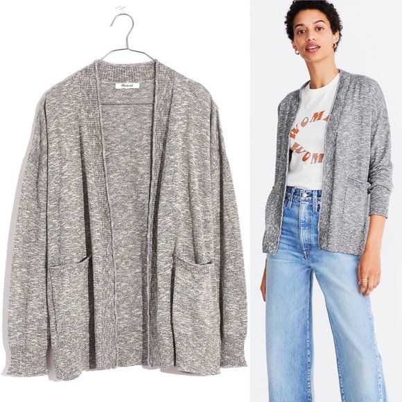 Madewell Sweaters - Madewell Bradley Marled Grey Open Front Cardigan